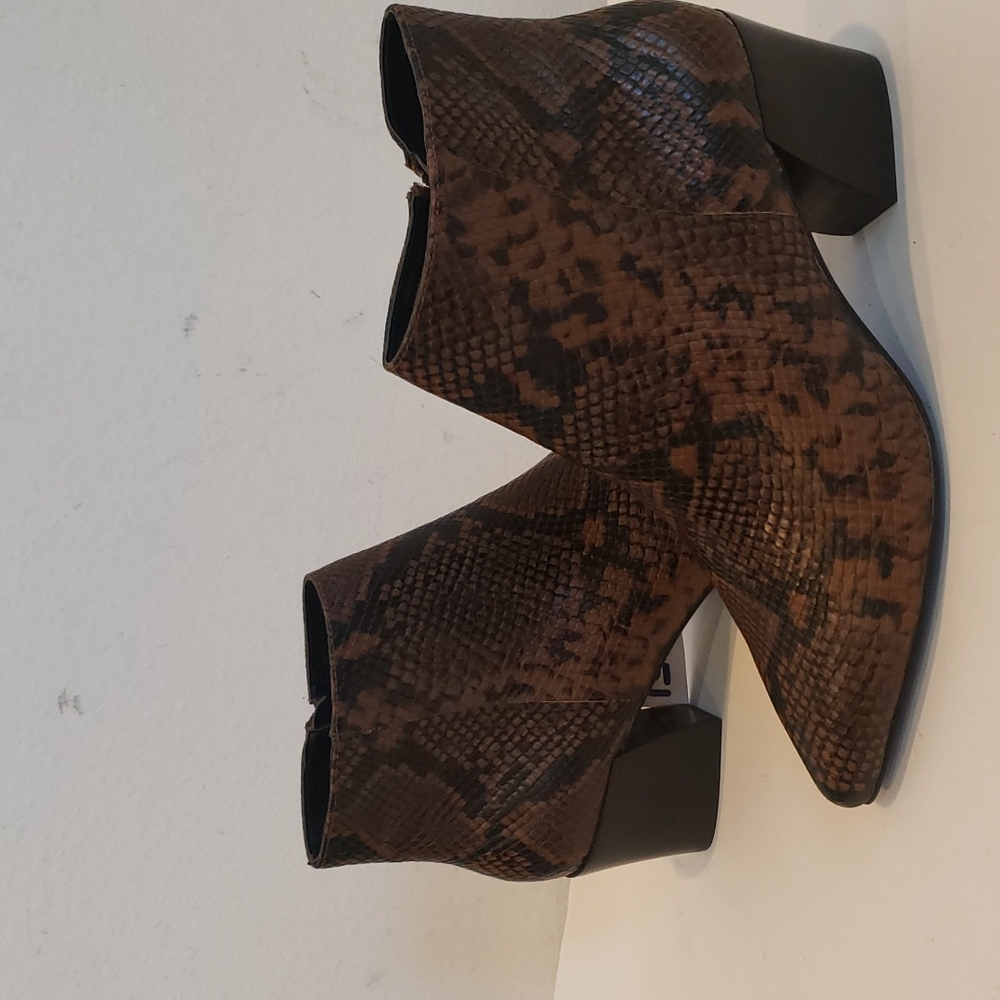 Kensie, Ankle Leather Lizard Print Boots, Size 10,Brown Black NWT
